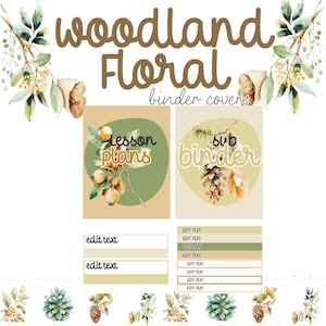 Woodland Floral Binder Covers Classroom Decor Teacher Classroom Decor Pack
