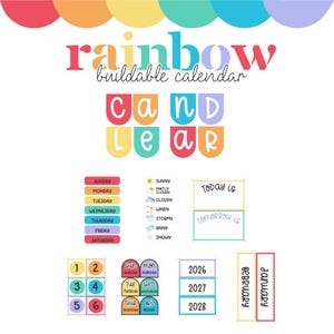 Rainbow Calendar Classroom Decor Teacher Classroom Decor Pack