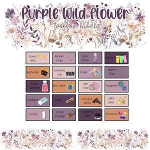 Purple Wildflowers Classroom Decor Bundle: Teacher Toolbox (Digital Download)