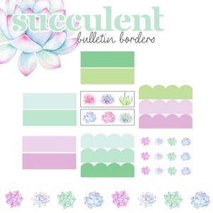 Succulent Bulletin Board Borders: Classroom Decor (Digital Download, Canva Editable Text)