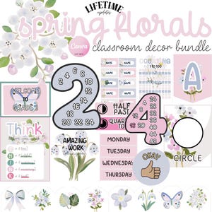 Bright Floral Classroom Decor Bundle: Teacher Printables (Digital Download)