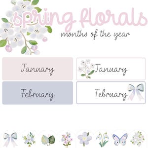 Bright Floral Months of the Year Classroom Decor (Digital Download)