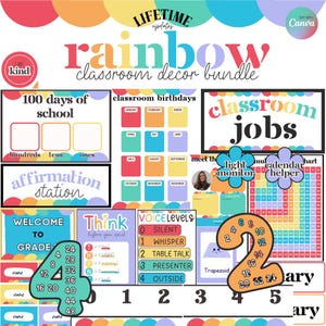Rainbow Classroom Decor Bundle Teacher Classroom Decor Pack