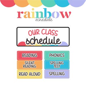 Rainbow Classroom Schedule: Teacher Decor Pack (Digital Download, Editable in Canva