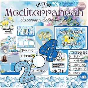 Mediterranean Classroom Decor Bundle: Teacher Pack (Digital Download)