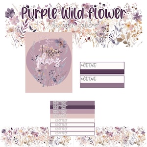 Purple Wildflowers Binder Covers Classroom Decor Bundle Teacher Classroom Decor Pack