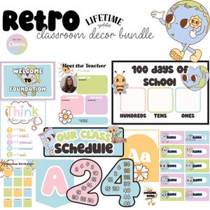 Retro Theme Classroom Decor Bundle Teacher Classroom Decor Pack