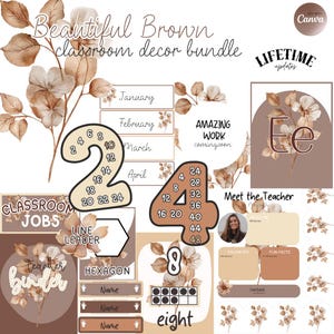Beautiful Brown Classroom Decor Bundle Teacher Classroom Decor Pack