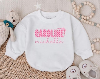 Personalized Baby Girl Romper and Sweatshirt – Custom Newborn Outfit & Gift
