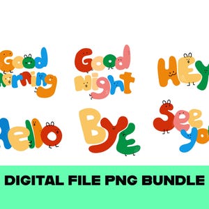 Lindo PNG de buenos días dibujado a mano: clipart de saludo kawaii para pegatinas, tarjetas y descargas digitales