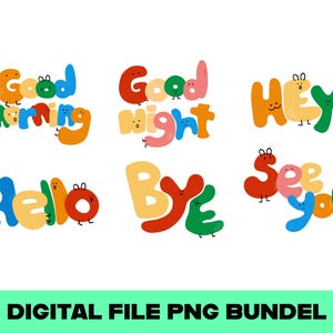 Lindo PNG de buenos días dibujado a mano: clipart de saludo kawaii para pegatinas, tarjetas y descargas digitales
