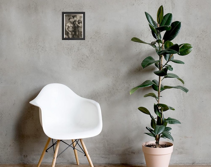 Poster incorniciato - La disciplina inizia negli spogliatoi - muscolo - Tom of Florence - gay