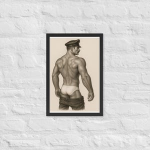 Framed poster - On Duty, For Pleasure Only - muscle - Tom of Florence