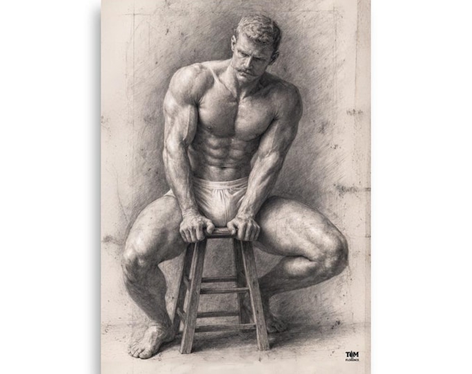 Man on Stool - Tom of Florence - Gay - Academic Drawing