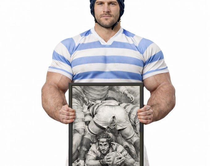 Rugby Sport Poster - Tom Of Florence, Framed Matte Paper