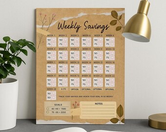 Rustic Weekly Savings Challenge: Budget Tracker Printable (A4/A5 PDF)