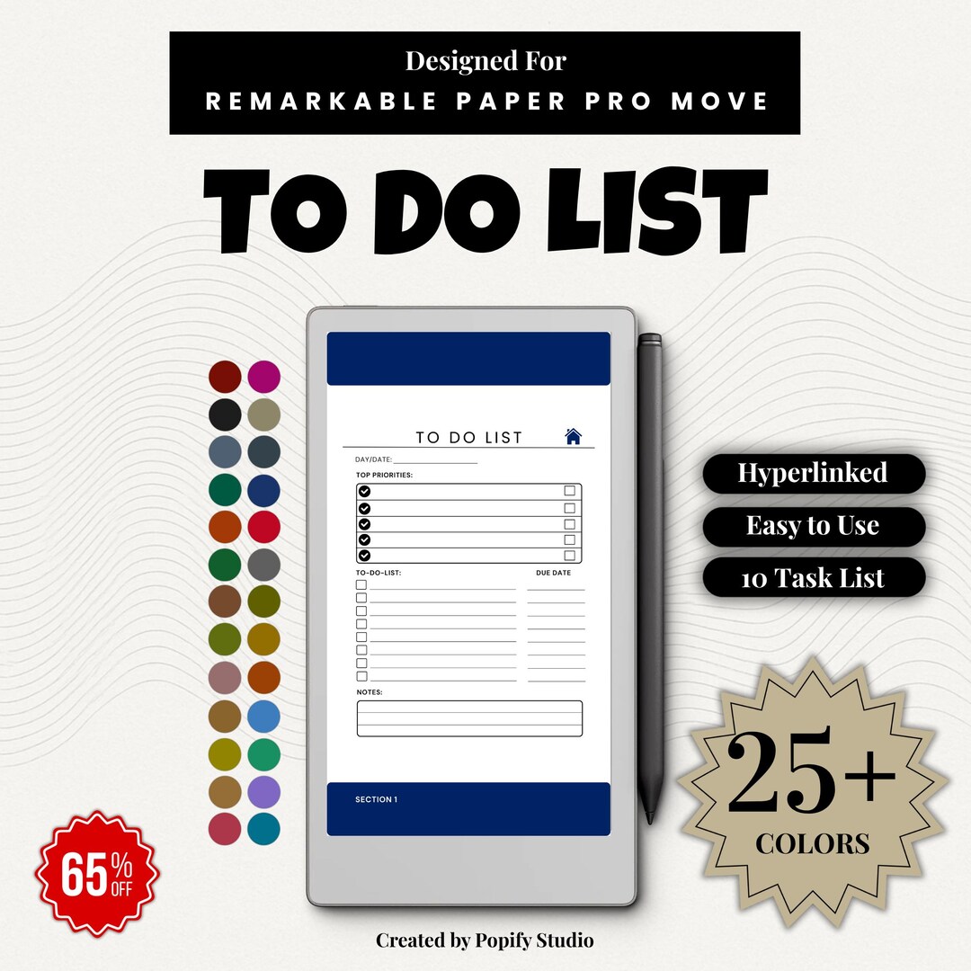 Remarkable Paper Pro Move To-do List Notebook: 25+ Color Hyperlinked ...