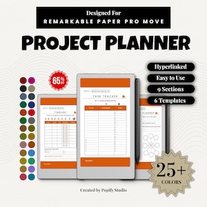 reMarkable Paper Pro Flyttprojektplanerare: Kanban, Tidslinje (PDF)
