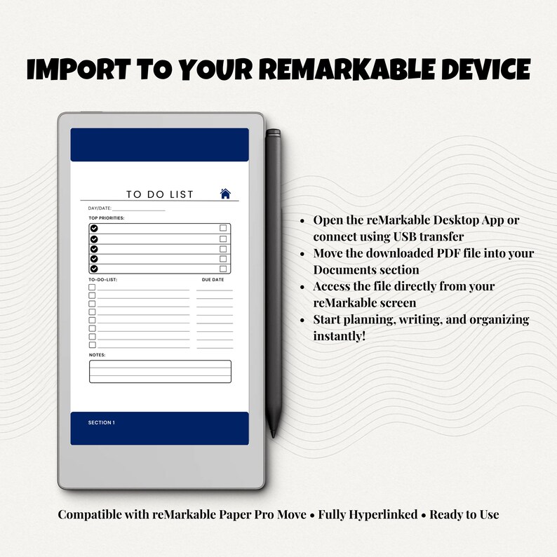 Remarkable Paper Pro Move To-do List Notebook: 25+ Color Hyperlinked ...