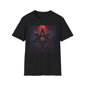 Occult Gothic Unisex Softstyle T-Shirt, Black Pentagram Blood Dripping Tee, Witchy Clothing, Gothic Fashion Shirt, Alternative Apparel,