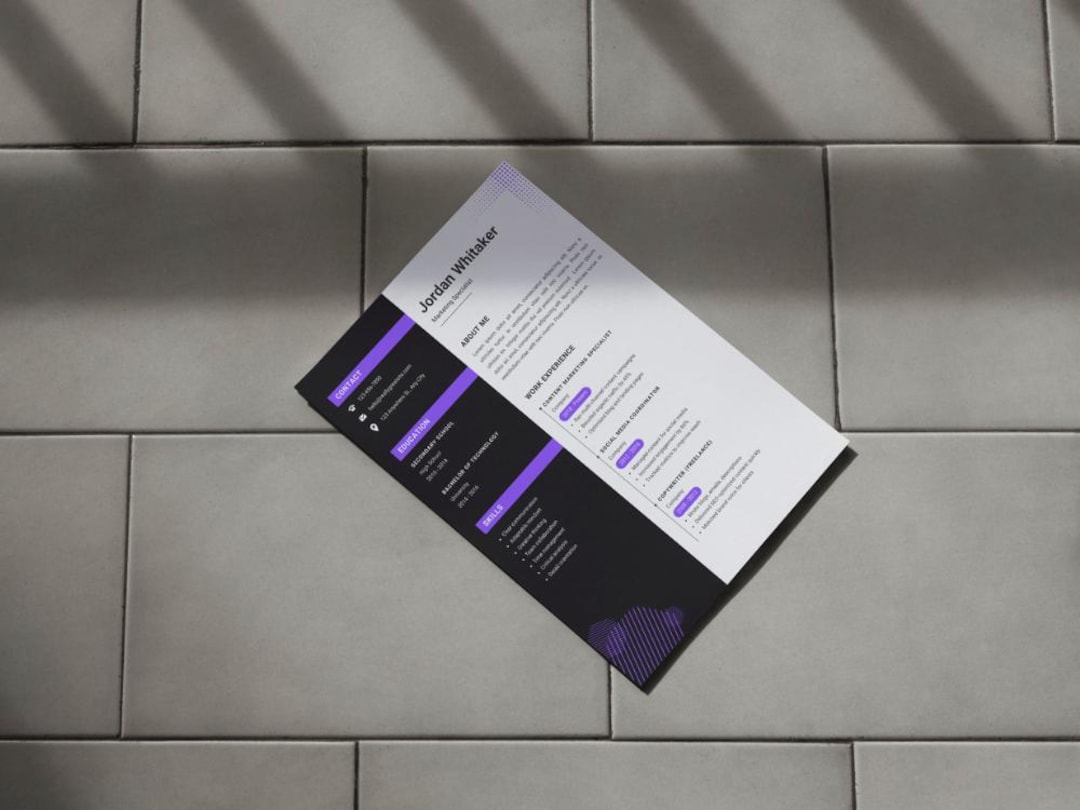 Purple Creative CV Resume - Etsy