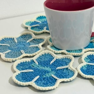 Flower Coasters - Set of 6 Coasters. Napkins. Knitted Home Accessory. Kitchen Decoration. Housewarming Gift.