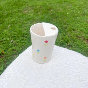 Customize Cute Colorful Flowers Travel Stoneware Tumbler,Hand Ceramic Coffee Mug,Minimalist To-go Cup,Rustic Sip Mug,Travel Cup,Best Gifts