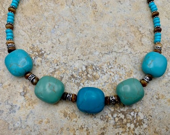 Statement Turquoise & Czech Glass Necklace