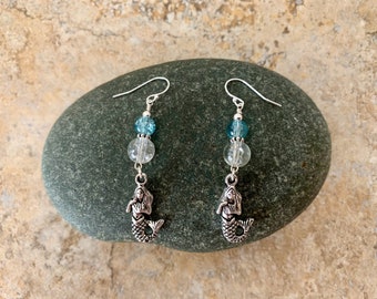 Sea and Foam Silver Mermaid Earrings