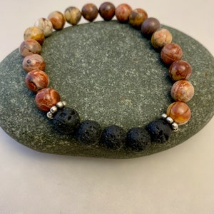 Birdseye Rhyolite Lava Stone Aromatherapy Stretch Bracelet image 3