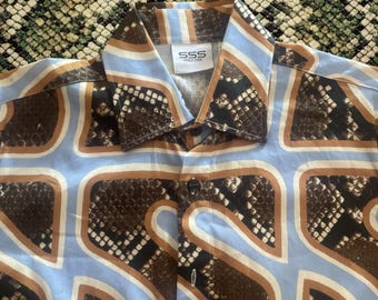 SSS World Corp Printed Resort Shirt Designer Patterned Short Sleeve Shirt Psychedelic Geometric Print  Luxury Summer Shirt Size M/L