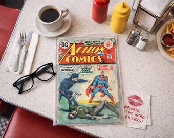 Vintage Action Comics #444 (1975) – Classic Superman Cover – Bronze Age DC Comic – Green Lantern Story