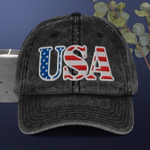 USA Flag Hat – Vintage Embroidered Dad Cap, Patriotic Trucker Hat for Men & Women, Adjustable 4th of July Baseball Cap