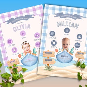 Personalisierte Baby Boy & Girl Karte, Herzlichen Glückwunsch Neues Baby Geschenk, Willkommen in der Welt Karte - Baby-Dusche-Karten - Instant Download