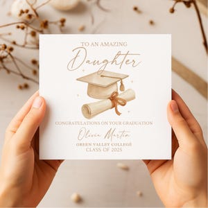 Cartão de formatura personalizado - Lembrança elegante de formatura estilo boho - Presente para impressão da turma de 2025 - Cartão de felicitações de formatura personalizado