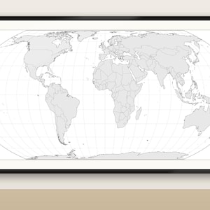 Mall för tom världskarta över Equal Earth, vektor SVG + Shapefile + GeoJSON + EPS + DXF + PDF + PNG, konturkarta, FN-världskarta 2026