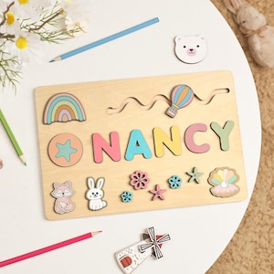 Name Puzzles for Girls, Custom Montessori Busy Board, Personalized Birthday Gift for Kids, Wooden Toddler Toys, 1st Birthday Toys, Wood Toy