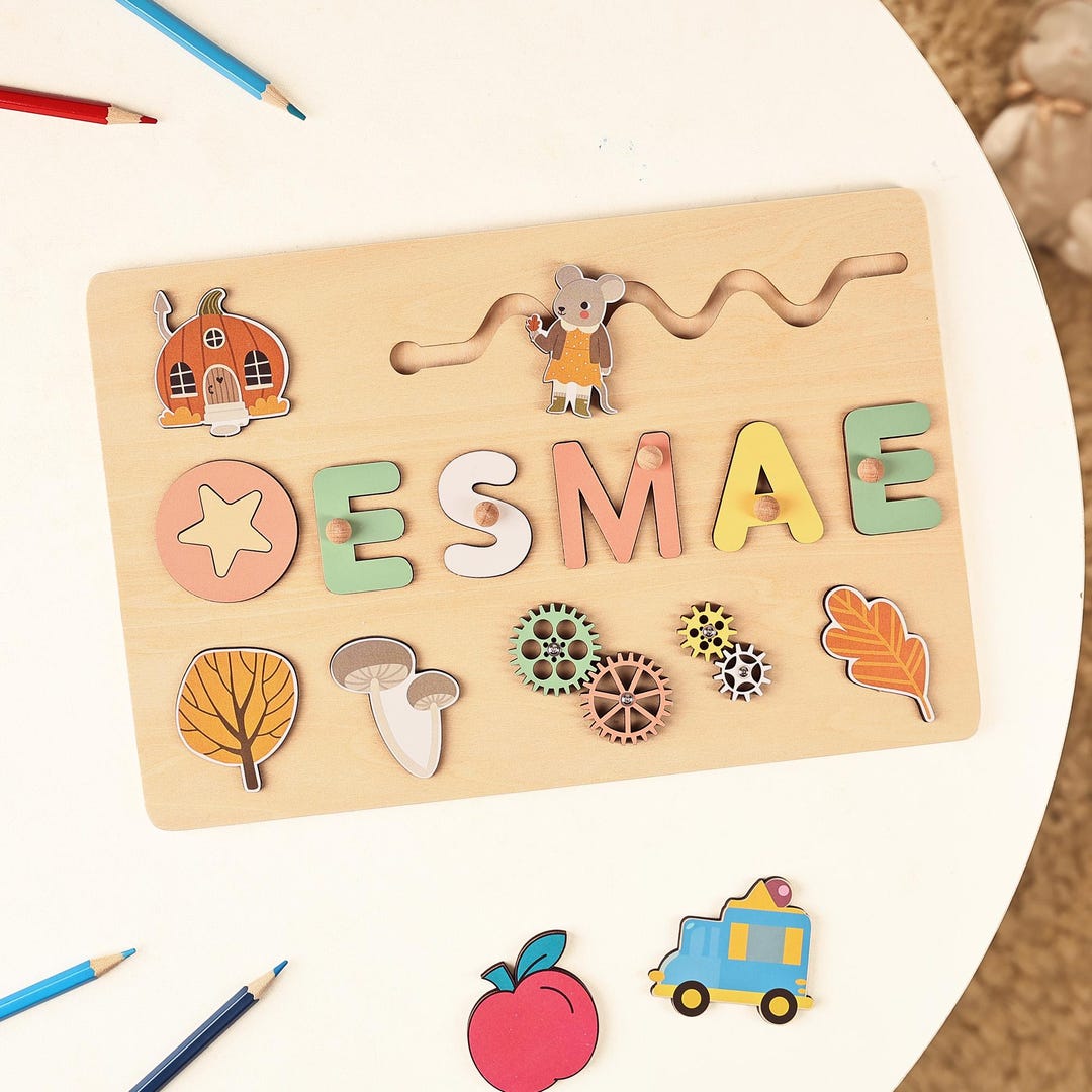 Custom Wooden Montessori Toys, Personalized Name Puzzle With Pegs ...