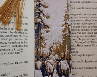 Deer in the Snow Bookmark – 3D Printed Winter Bookmark – Nature & Snowy Forest Scene
