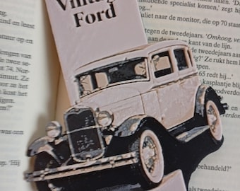 Zakładka do książki z motywem zabytkowego samochodu Ford – drukowana w 3D z PLA – nostalgiczna zakładka dla miłośników samochodów