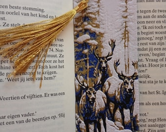 Deer in the Snow Bookmark – 3D Printed Winter Bookmark – Nature & Snowy Forest Scene
