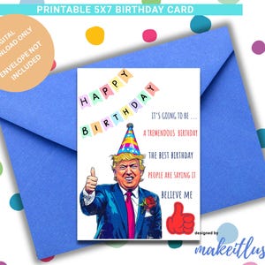 Funny Trump Birthday Card Printable Pack – MAGA Greeting Cards, Sarcastic Trump Bday Wishes, Trump Supporter Gift, Instant Download