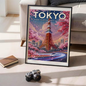 Poster Tokyo-kersenbloesem: vintage Japanse kunstafdruk