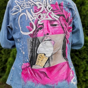 Unique Hand-Painted Denim Jacket | Art Design “Ice Muse”