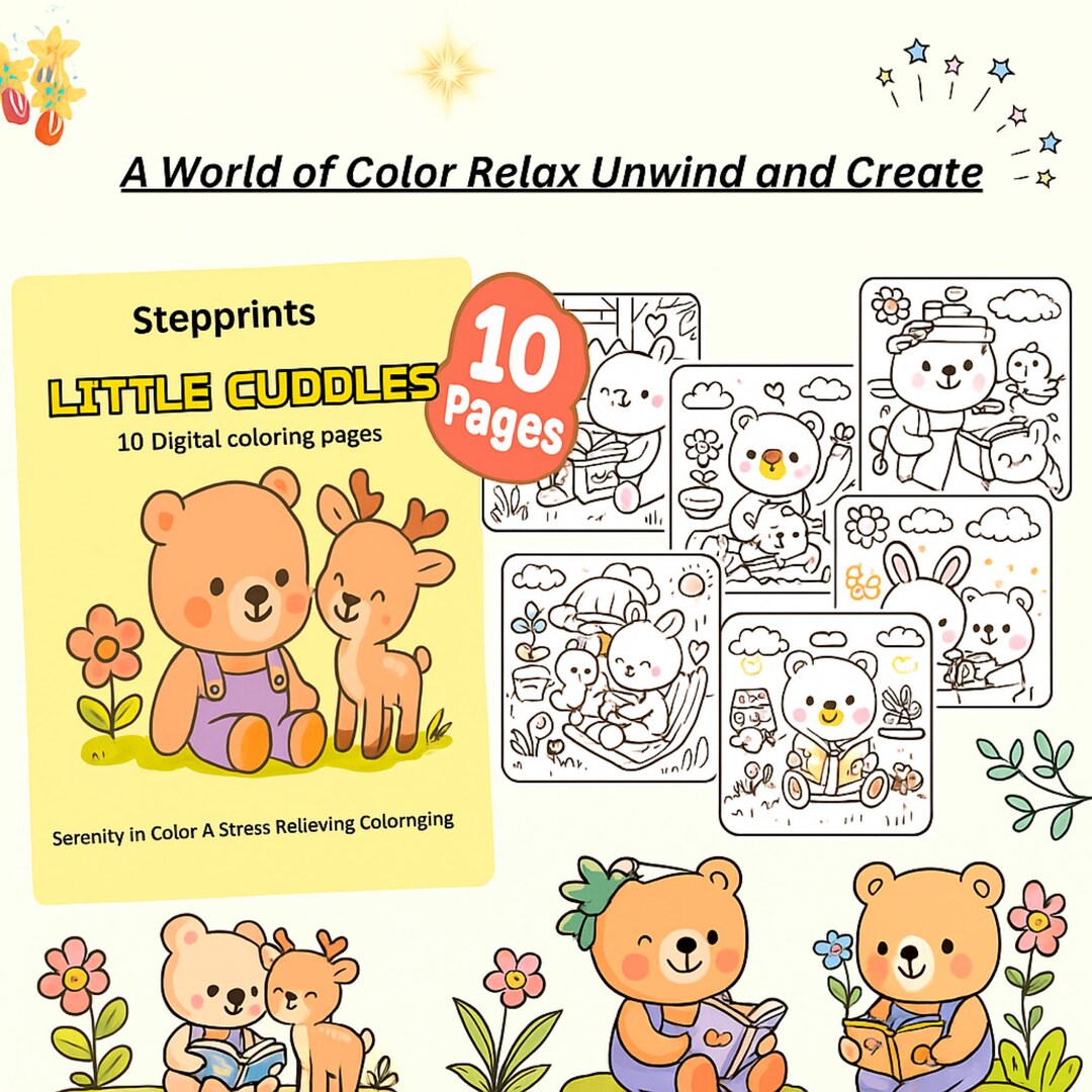 Little Cuddles Animal Coloring Pages | Stepprints (digital Download) - Etsy