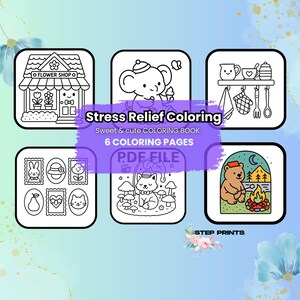 Stress Relief Coloring Book by Coco Wyo – Cute Stress Relief Prints, Simple & Relaxing PDF for Women