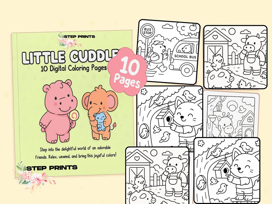 Little Cuddles | Adorable Animal Coloring Pages Collection Coco Wyo ...