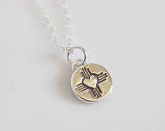 Sterling Silver Womens 1mm Box Chain Mini Zia Sun Symbol Pendant Necklace Sterling Silver Womens 1mm Box Chain Mini Zia Sun Symbol Pendant Necklace