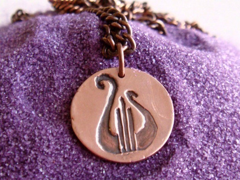 Lyre Copper Necklace Alpha Chi Omega Etsy