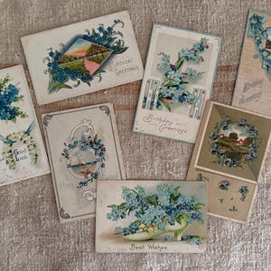 Antique Floral Postcard Collection: Swans, Blue Flowers - Ephemera SetReady to Ship